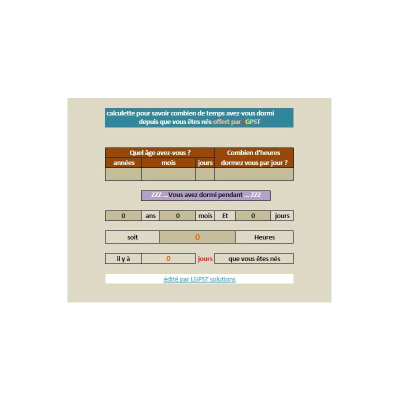 Calculette du temps de sommeil accompli