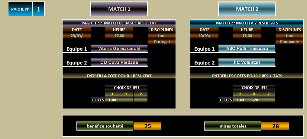 MULTI BET 2 matchs gagner un pari combiné LGPST