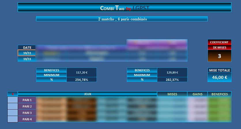 LGPST logiciel pour paris sportif,  le pari combiné PMU, COMBI TWO